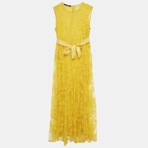 CH Carolina Herrera Yellow Floral Lace Midi Dress L - CH Carolina Herrera - Modalova