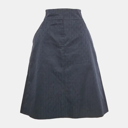 CH Carolina Herrera Navy Blue Monogram Jacquard Midi Skirt L - CH Carolina Herrera - Modalova