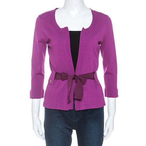 CH Carolina Herrera Purple Stretch Knit Belted Cardigan XS - CH Carolina Herrera - Modalova