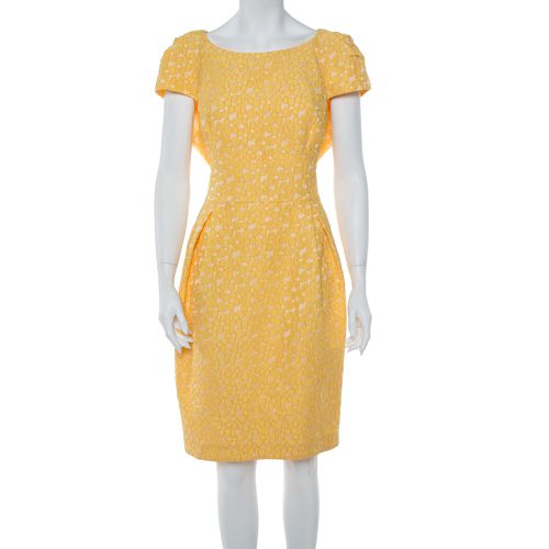 CH Carolina Herrera Yellow Floral Jacquard Sheath Dress XL - CH Carolina Herrera - Modalova