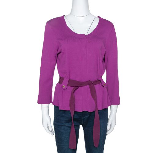 CH Carolina Herrera Fuschia Stretch Knit Belted Cardigan L - CH Carolina Herrera - Modalova