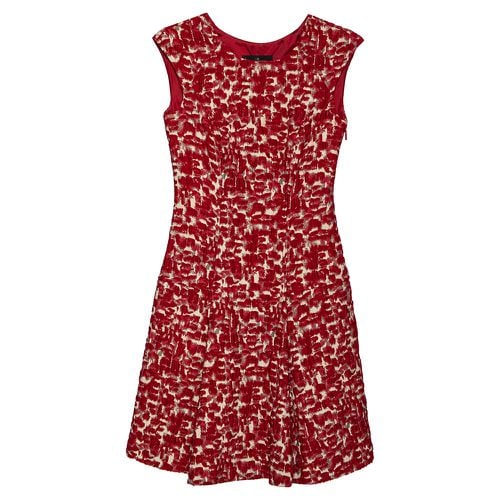 CH Carolina Herrera Red Wool Jacquard Paneled Pleated Dress S - CH Carolina Herrera - Modalova