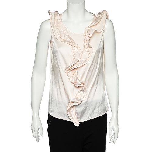 CH Carolina Herrera Pink Silk Satin Ruffled Sleeveless Top L - CH Carolina Herrera - Modalova