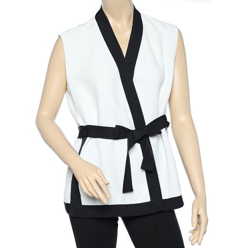 CH Carolina Herrera White Contrast Trim belted Sleeveless Shrug M - CH Carolina Herrera - Modalova