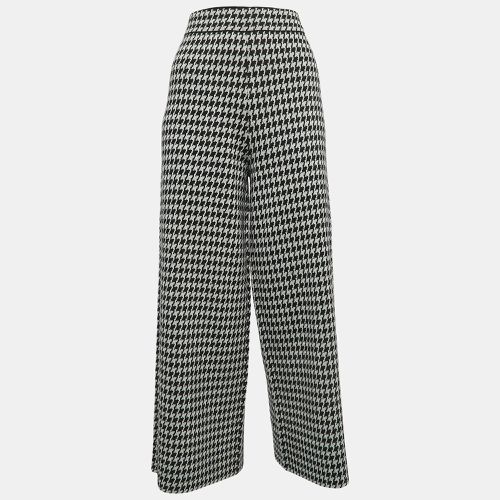 CH Carolina Herrera Black Houndstooth Wool Blend Elasticized Waist Wide-leg Pants S - CH Carolina Herrera - Modalova