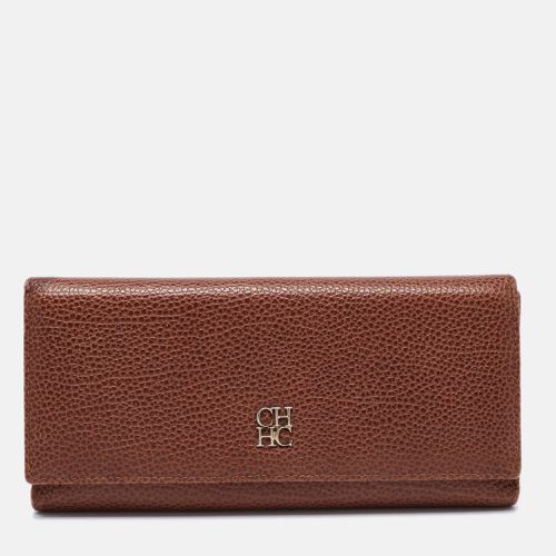 CH Carolina Herrera Brown Monogram Leather Flap Continental Wallet - CH Carolina Herrera - Modalova