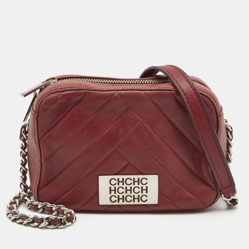 CH Carolina Herrera Burgundy Chevron Leather Logo Camera Crossbody Bag - CH Carolina Herrera - Modalova