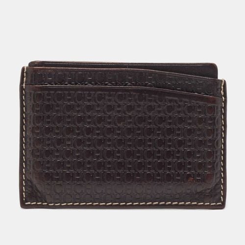 CH Carolina Herrera Dark Brown Monogram Leather Card Holder - CH Carolina Herrera - Modalova