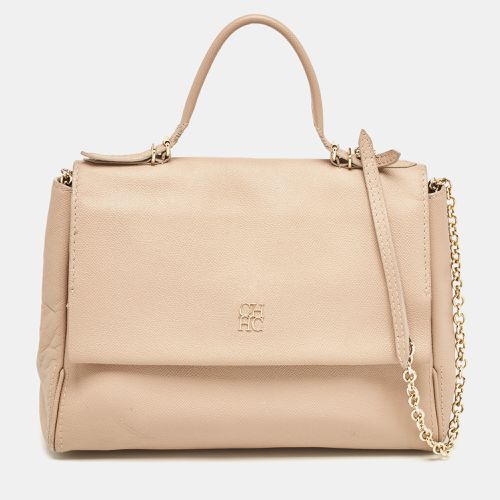 CH Carolina Herrera Beige Leather Minuetto Flap Top Handle Bag - CH Carolina Herrera - Modalova