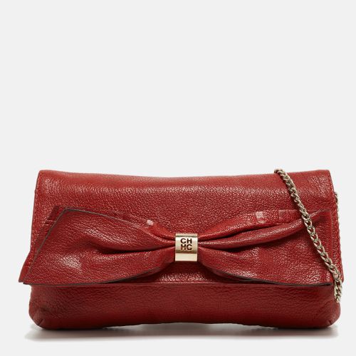 CH Carolina Herrera Red Monogram Leather Bow Chain Clutch - CH Carolina Herrera - Modalova