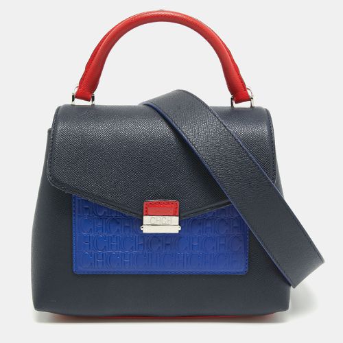 CH Carolina Herrera Two Tone Blue Monogram Leather Top Handle Bag - CH Carolina Herrera - Modalova