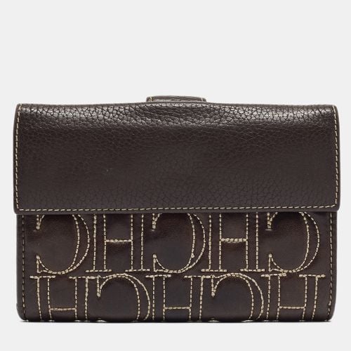 CH Carolina Herrera Choco Brown Monogram Leather Wallet - CH Carolina Herrera - Modalova