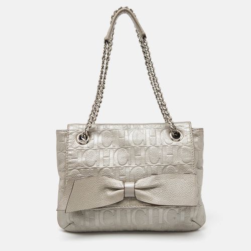 CH Carolina Herrera Silver Monogram Embossed Leather Audrey Shoulder Bag - CH Carolina Herrera - Modalova