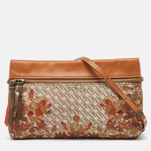 CH Carolina Herrera Brown Signature Canvas and Leather Strap Clutch - CH Carolina Herrera - Modalova