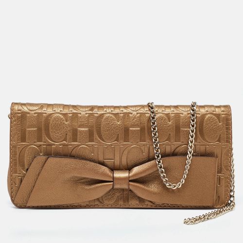 CH Carolina Herrera Gold Monogram Leather Bow Chain Clutch - CH Carolina Herrera - Modalova