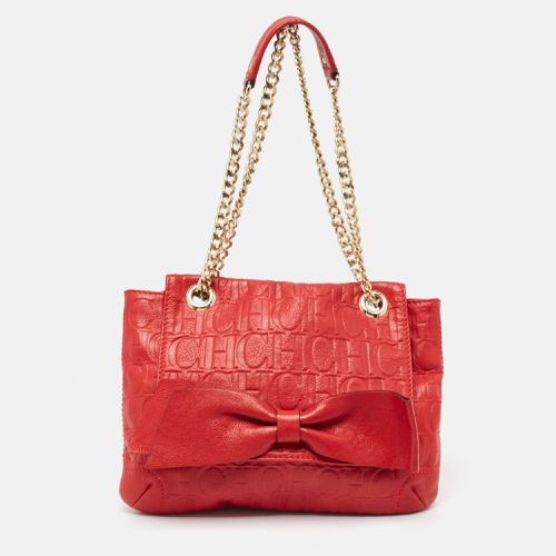 CH Carolina Herrera Red Monogram Embossed Leather Audrey Shoulder Bag - CH Carolina Herrera - Modalova