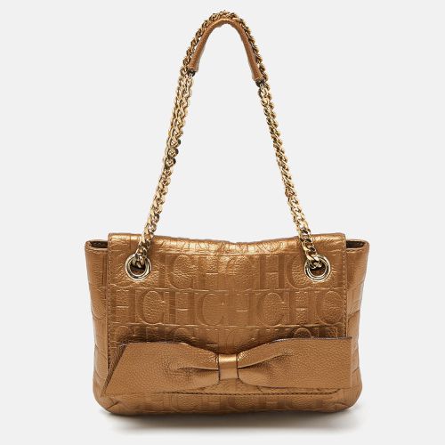 CH Carolina Herrera Bronze Monogram Embossed Leather Audrey Shoulder Bag - CH Carolina Herrera - Modalova