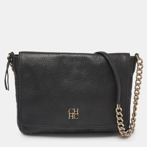 CH Carolina Herrera Black Leather Chain Flap Shoulder Bag - CH Carolina Herrera - Modalova