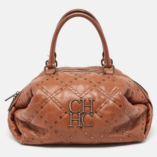 CH Carolina Herrera Brown Quilted Leather Rivet Satchel - CH Carolina Herrera - Modalova