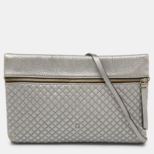 CH Carolina Herrera Metallic Silver Quilted Leather Front Zip Crossbody Bag - CH Carolina Herrera - Modalova