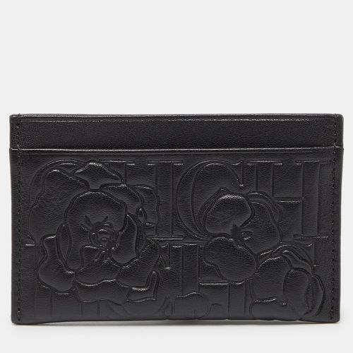 CH Carolina Herrera Black Monogram Embossed Leather Card Holder - CH Carolina Herrera - Modalova