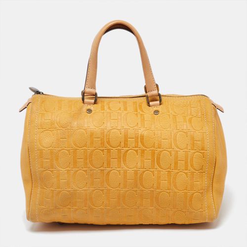 CH Carolina Herrera Mustard Monogram Embossed Leather Large Andy Boston Bag - CH Carolina Herrera - Modalova