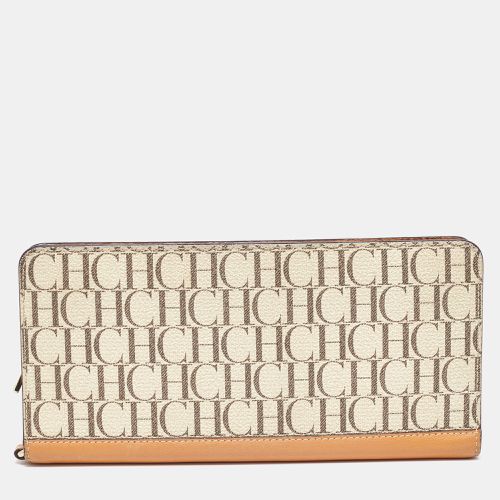 Tan Signature Coated Canvas and Leather Wallet - CH Carolina Herrera - Modalova