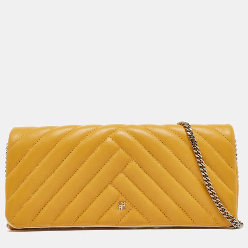 CH Carolina Herrera Yellow Quilted Leather Chain Clutch - CH Carolina Herrera - Modalova