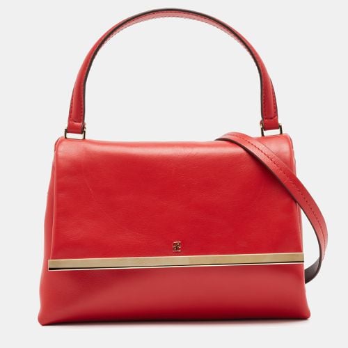 Leather Metal Bar Flap Top Handle Bag - CH Carolina Herrera - Modalova