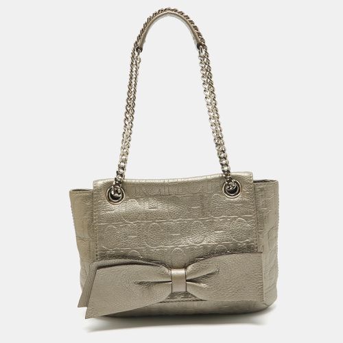 CH Carolina Herrera Grey Monogram Embossed Leather Audrey Shoulder Bag - CH Carolina Herrera - Modalova