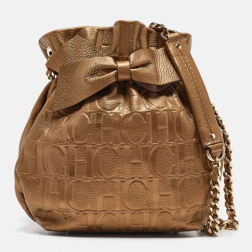 Monogram Embossed Leather Bow Bucket Bag - CH Carolina Herrera - Modalova