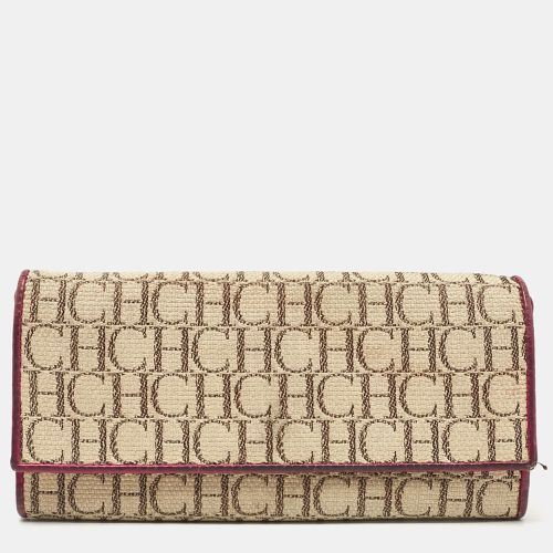 Carolina Herrera Beige Monogram Canvas and Leather Flap Continental Wallet - CH Carolina Herrera - Modalova