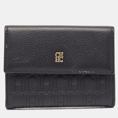 CH Carolina Herrera Black Monogram Leather Compact Wallet - CH Carolina Herrera - Modalova