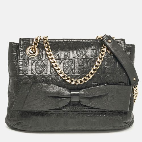 CH Carolina Herrera Black Monogram Embossed Leather Audrey Shoulder Bag - CH Carolina Herrera - Modalova