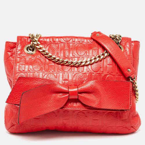 CH Carolina Herrera Orange Monogram Embossed Leather Audrey Shoulder Bag - CH Carolina Herrera - Modalova