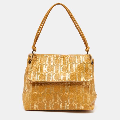 CH Carolina Herrera Yellow Monogram Embossed Leather Shoulder Bag - CH Carolina Herrera - Modalova