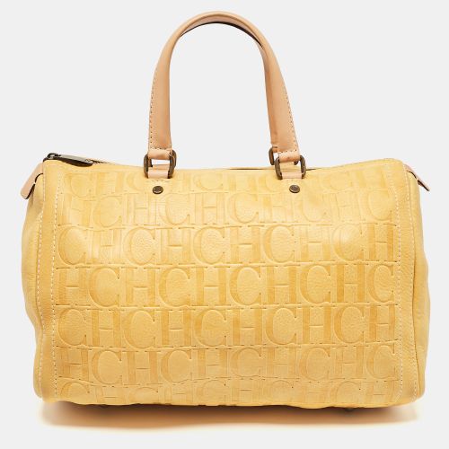 CH Carolina Herrera Yellow Monogram Embossed Leather Large Andy Boston Bag - CH Carolina Herrera - Modalova