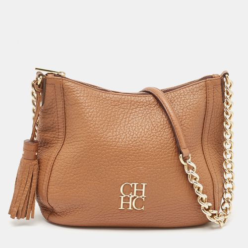 CH Carolina Herrera Brown Pebbled Leather Chain Tassel Shoulder Bag - CH Carolina Herrera - Modalova