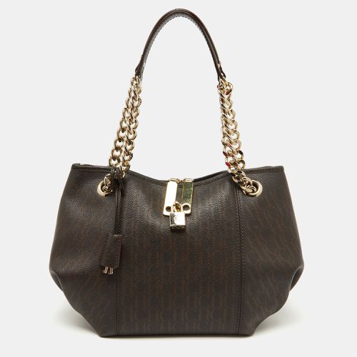 CH Carolina Herrera Brown Monogram Coated Canvas and Leather Dahlia Hobo - CH Carolina Herrera - Modalova