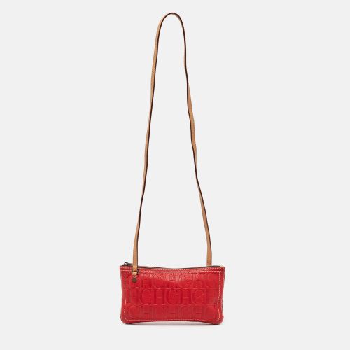 CH Carolina Herrera Red Monogram Embossed Leather Shoulder Bag - CH Carolina Herrera - Modalova