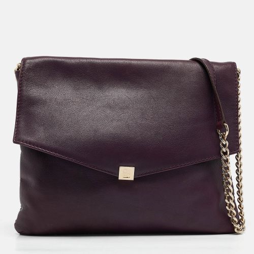 CH Carolina Herrera Dark Purple Leather Envelope Flap Shoulder Bag - CH Carolina Herrera - Modalova