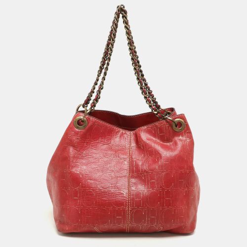 CH Carolina Herrera Red/Gold Monogram Leather Chain Tote - CH Carolina Herrera - Modalova