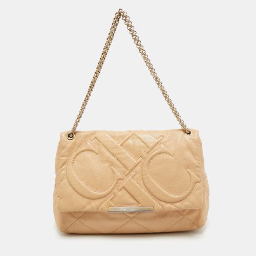 CH Carolina Herrera Beige Quilted Leather Flap Chain Shoulder Bag - CH Carolina Herrera - Modalova