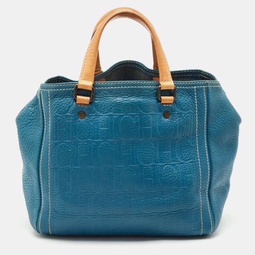CH Carolina Herrera Blue/Beige Monogram Embossed Leather Andy Tote - CH Carolina Herrera - Modalova