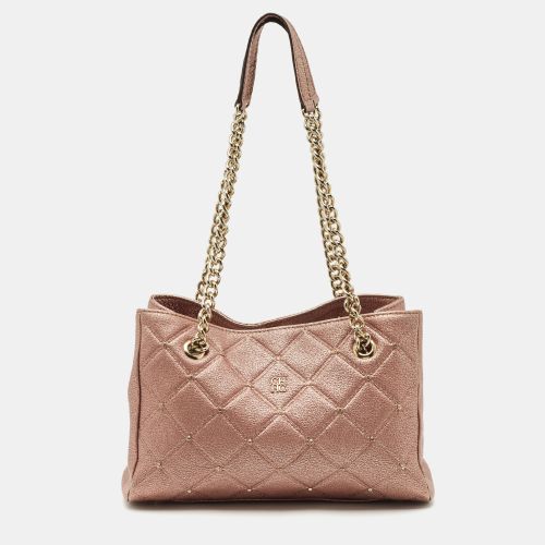 CH Carolina Herrera Metallic Pink Leather Crystal Chain Tote - CH Carolina Herrera - Modalova