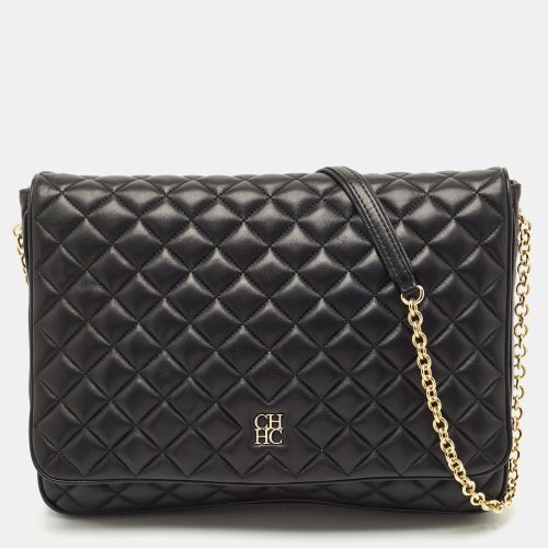 CH Carolina Herrera Black Quilted Leather Flap Chain Shoulder Bag - CH Carolina Herrera - Modalova