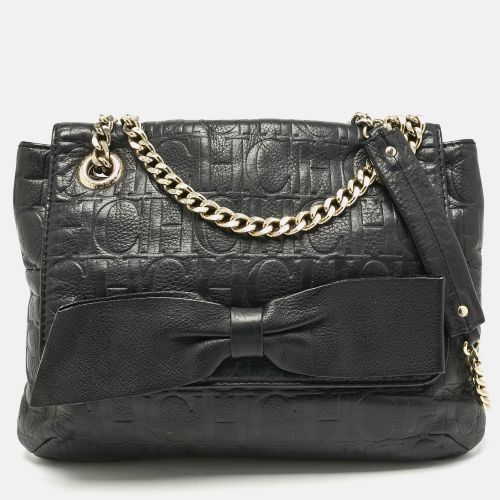 CH Carolina Herrera Black Monogram Embossed Leather Audrey Shoulder Bag - CH Carolina Herrera - Modalova