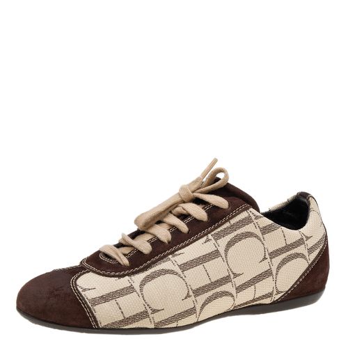 CH Carolina Herrera Brown/Beige Suede And Monogram Canvas Low Top Sneakers Size 38 - CH Carolina Herrera - Modalova