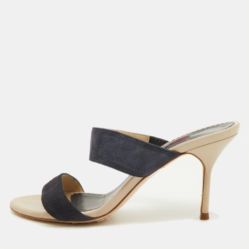 CH Carolina Herrera Navy Blue Suede Slide Sandals Size 38 - CH Carolina Herrera - Modalova