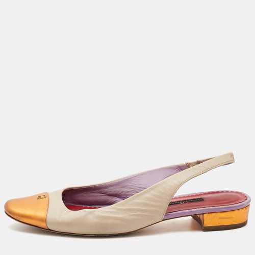 CH Carolina Herrera Cream/Orange Leather Round Toe Slingback Pumps Size 39 - CH Carolina Herrera - Modalova